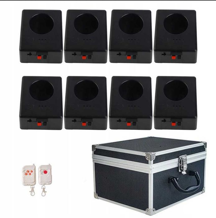 System Odpalania Fontann Iskier - 8 odbiorników 2 piloty w skrzyni