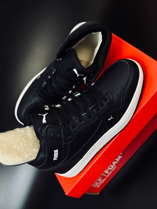 Женские кроссовки Puma Черные кожаные кросівки жіночі зимові