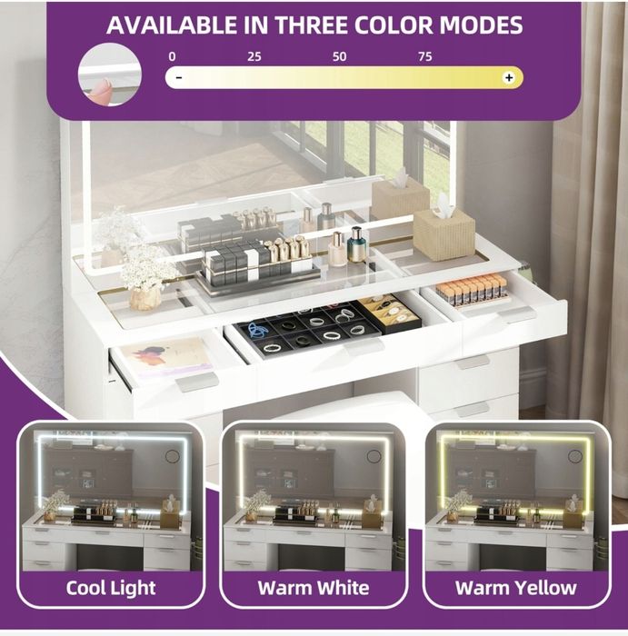 Toaletka z podświetlanym lustrem