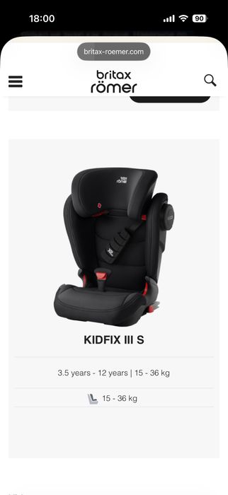 Britax Römer KIDFIX III S ISOFIX 15–36 кг автокрісло