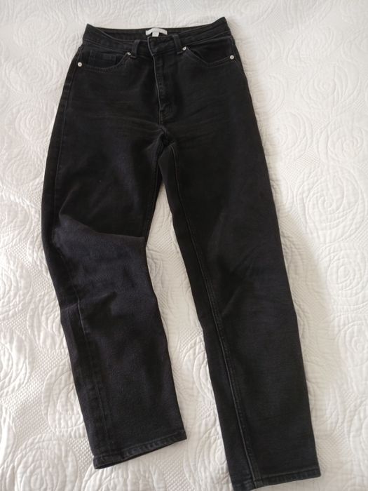 Czarne Spodnie jeans z wysokim stanem HM