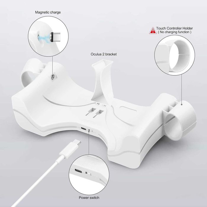 Vakdon Magnetyczna Stacja Ładująca USB do Oculus Quest 2