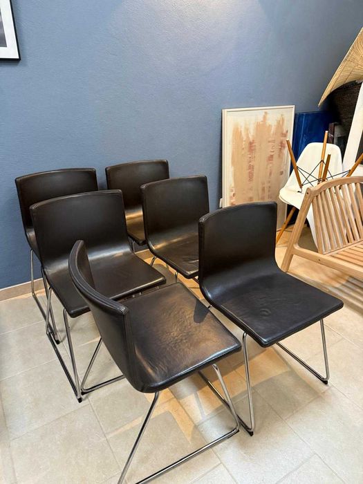 6 Cadeiras de Jantar IKEA BERNHARD Pele Castanha