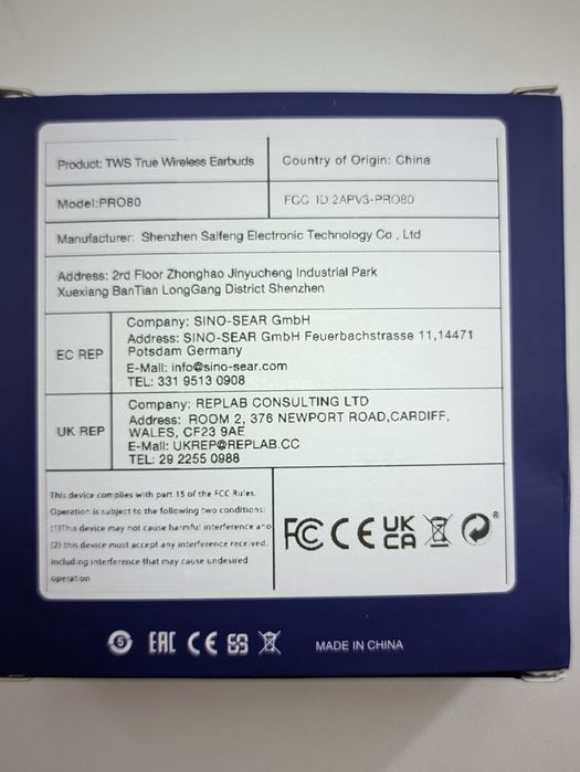 Беспроводные наушники TWS Pro80 Bluetooth 5.1
