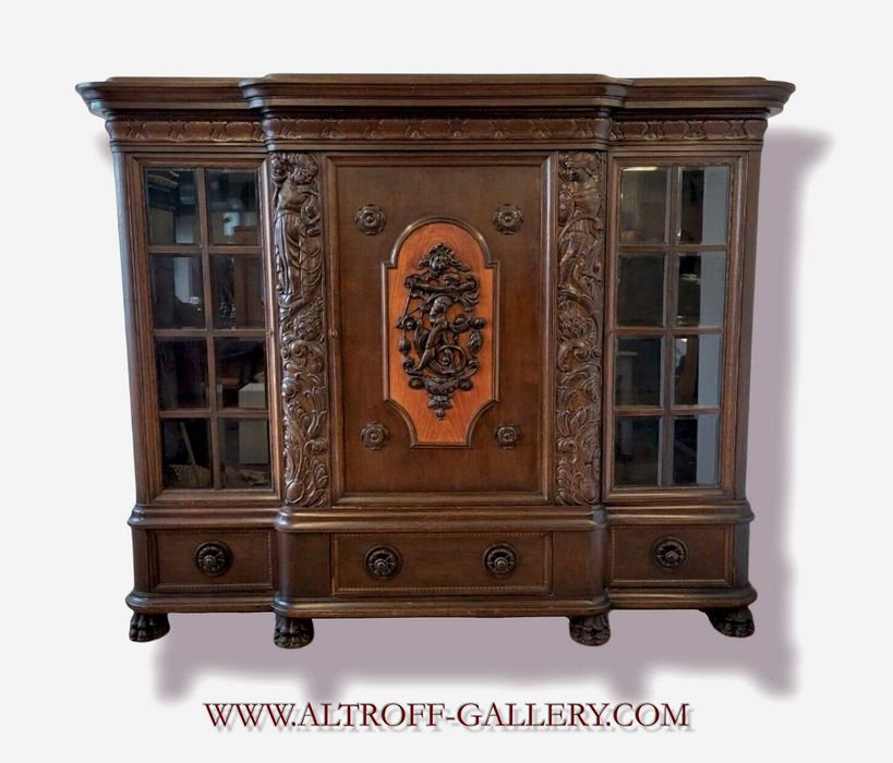 Dębowa neorenesansowa gabinetowa biblioteka z 1925 r.