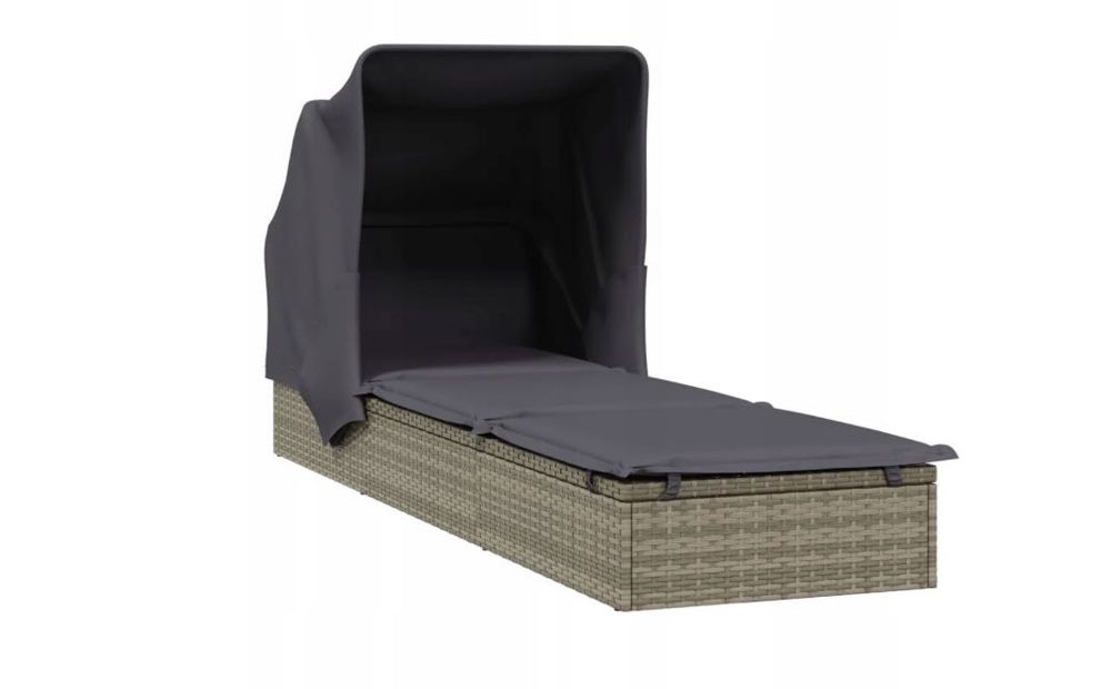 Leżak ze składanym dachem z materacem  szary OKAZJA vidaxl leżanka lux