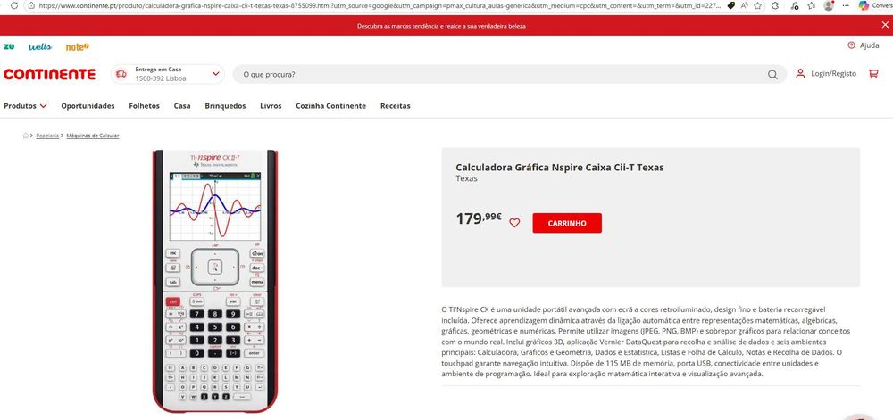 Calculadora Gráfica Nspire Caixa Cii-T Texas