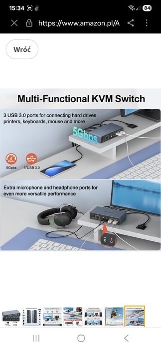 Przełącznik KVM HDMI USB 3.0 marki Alxum