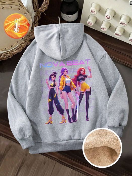 Bluza dziecięca z kapturem szara oversize ocieplana z napisem SHEIN