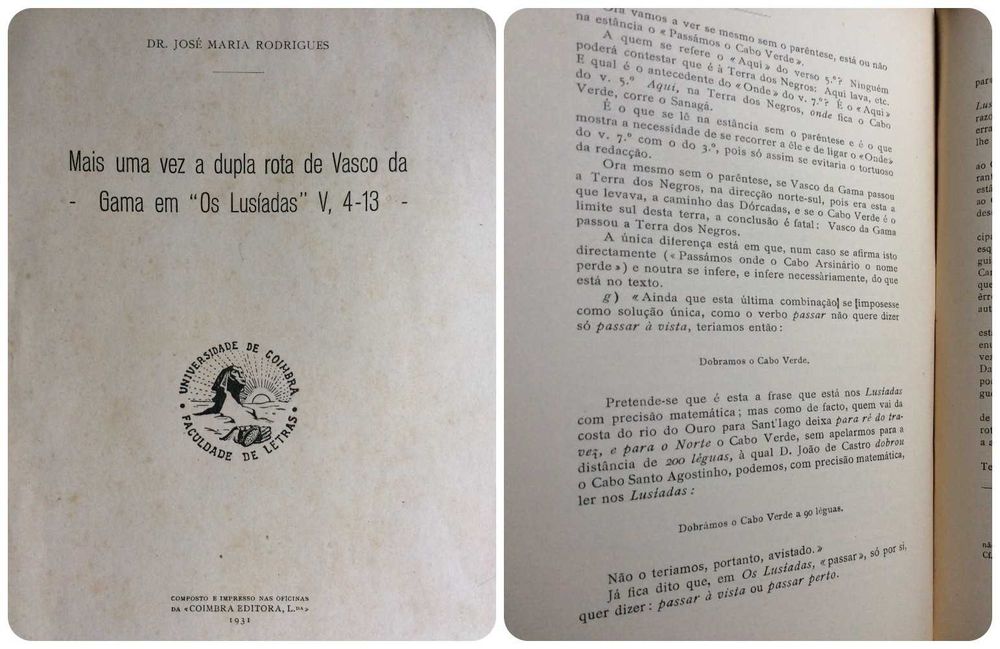 Mais uma vez a dupla rota de Vasco da Gama em "Os Lusíadas', V, 4-13