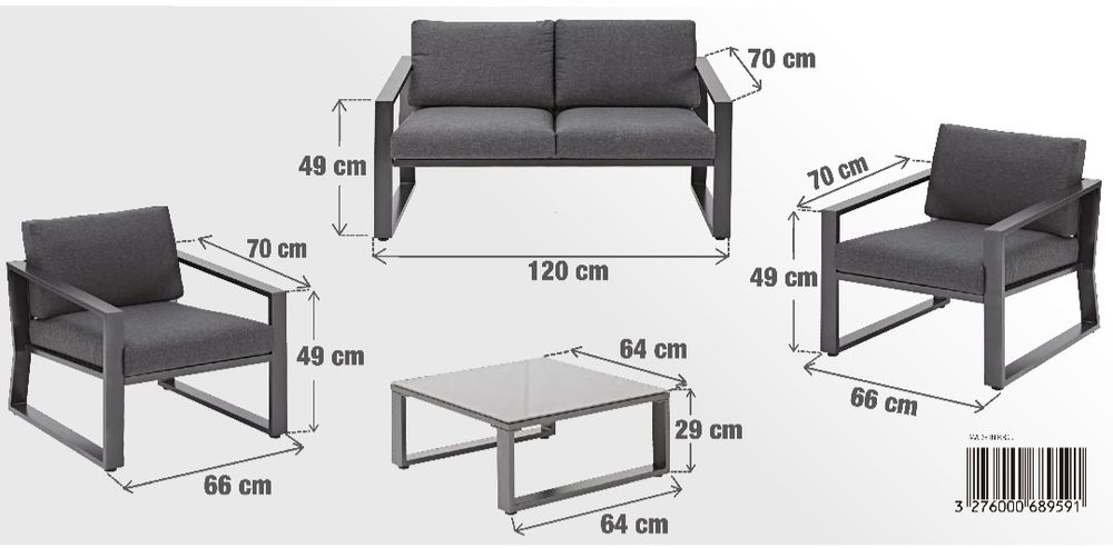 Zestaw ogrodowy - sofa-2 osobowa + 2 krzesła.