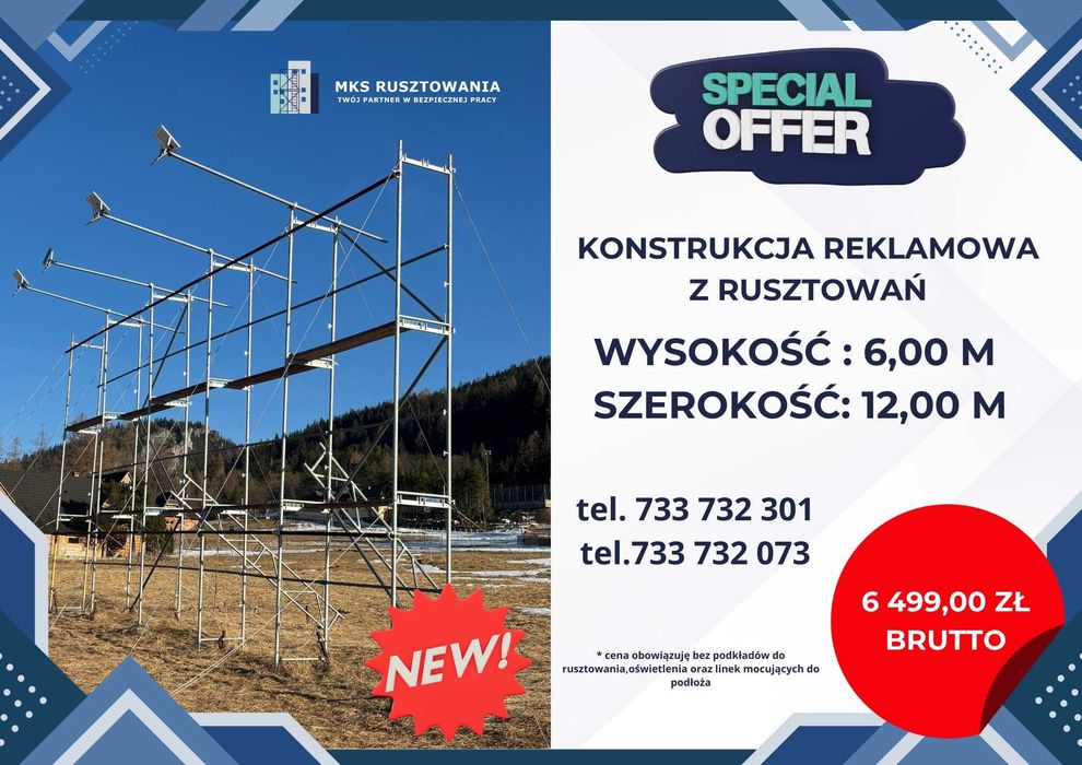 Konstrukcja reklamowa z rusztowań MK70