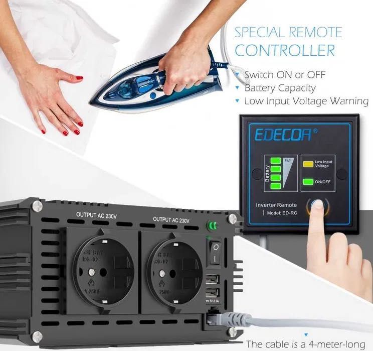 EDECOA Inverter / Converter 2000W / 4000W * PURE SINE WAVE * [12V/24V]64585813686915122