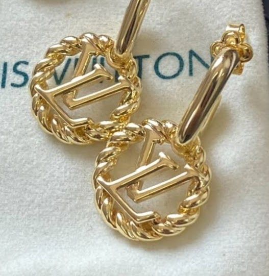 Przepiękne, pozłacane 14K kolczyki lv Cudo c ysl
