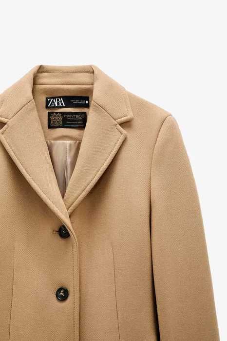 ZARA SuperLuksusowy Płaszcz 75% wełna camel Anja piękny XL