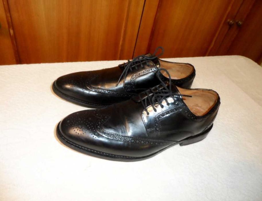 Мужские кожаные туфли броги Clarks p. 41 натуральные 26,5 см черные