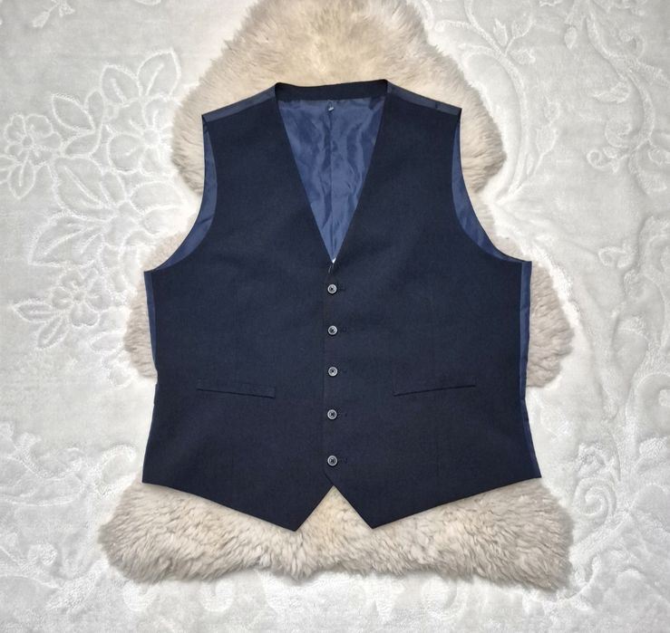 Kamizelka garniturowa XL Granatowa 31% Wiskoza