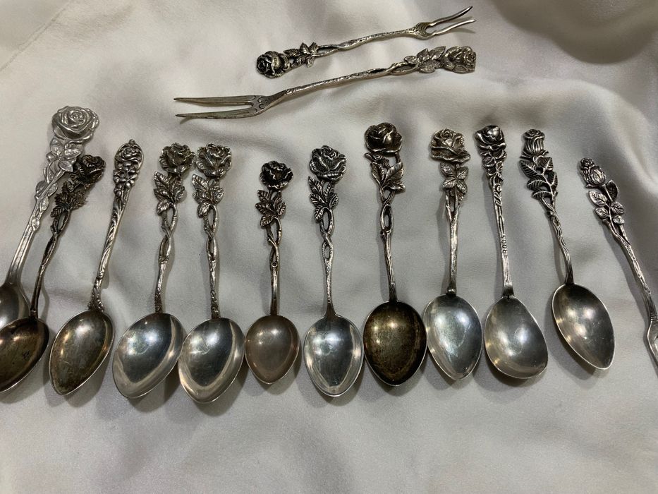 Вінтажна Срібна ложечка виделочка  Хільдесхаймська троянда серебро