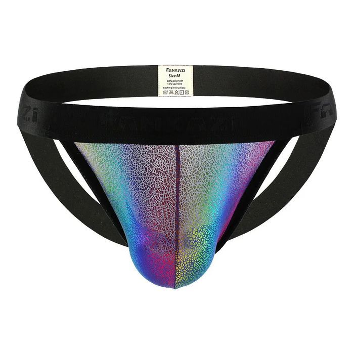 Męskie jockstrapy z połyskującym frontem - L