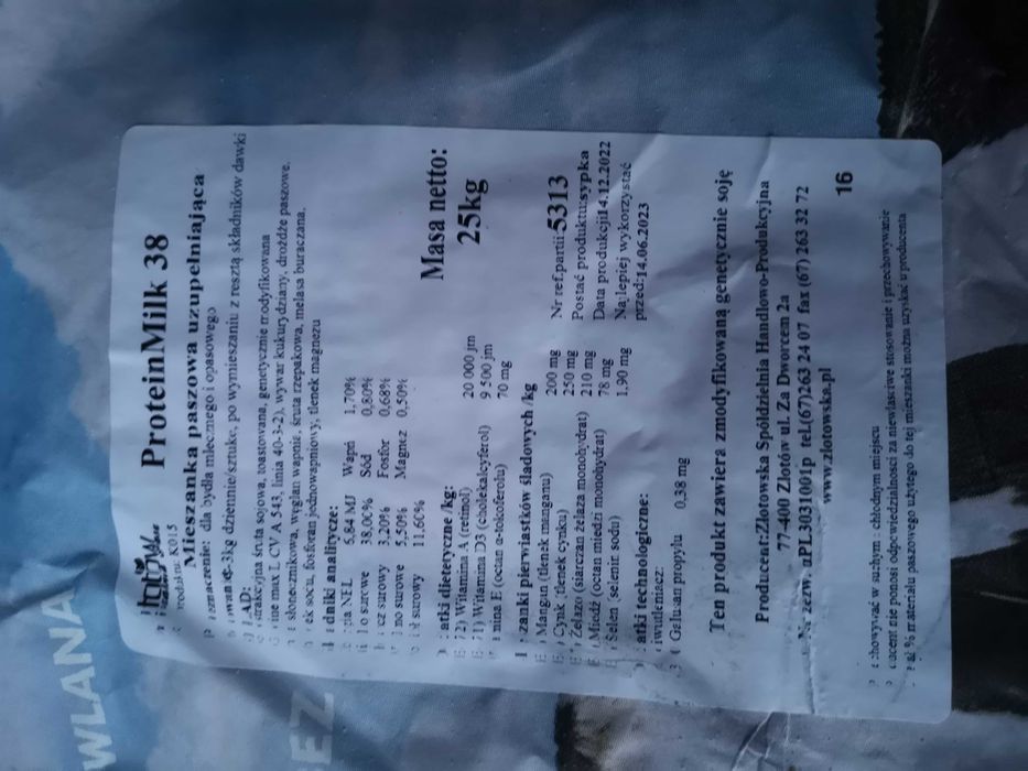 Koncentrat dla krów, opasów
