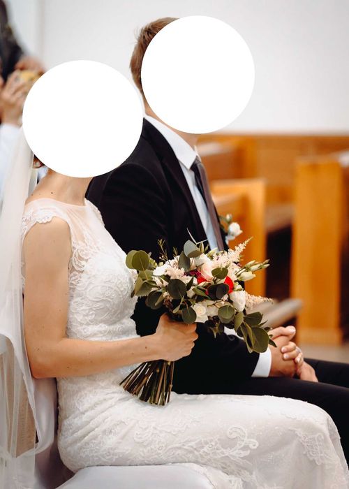 Suknia ślubna Dominiss z trenem i dodatkami 36/38 174 cm obcas 6 cm