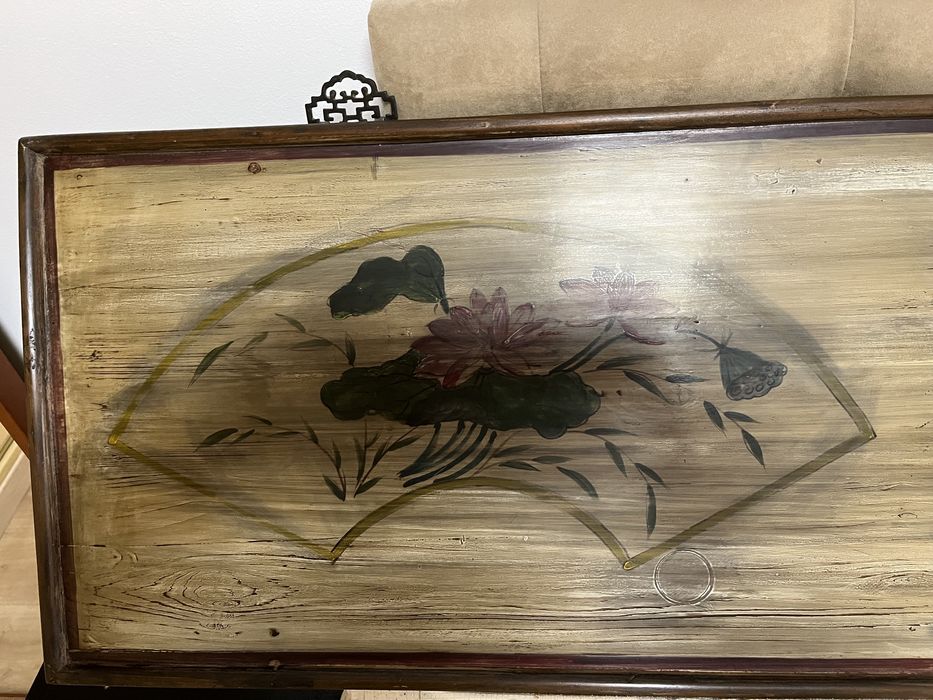 Quadro chinês em madeira pintado à mão