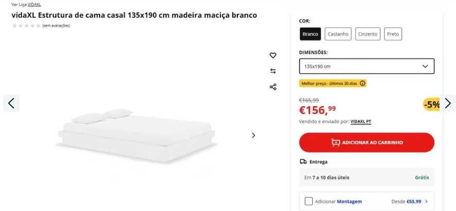 Cama + Colchão de Casal — IMPECÁVEIS | 120€