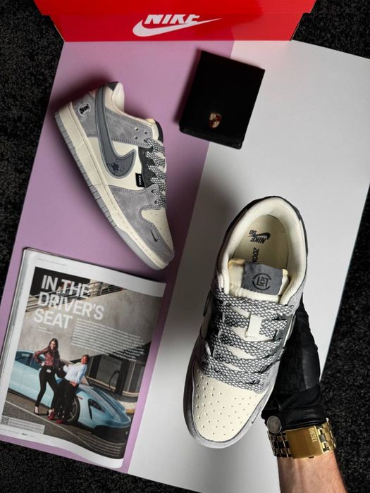 Жіночі кросівки найк данк лоу Nike SB Dunk Low x KAWS Grey Beige [36-41]