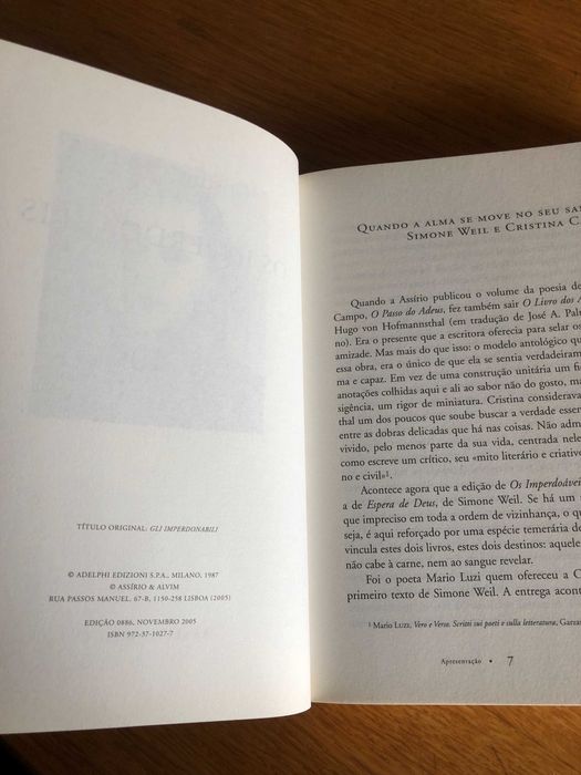 OS IMPERDOÁVEIS    Cristina Campo