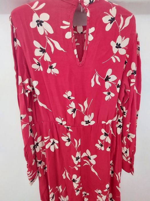 Sukienka Next mocna czerwień w kwiaty