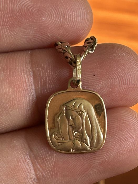 Złoty łańcuszek z zawieszką 585 14k idealnym stanie komplet 7.49gram