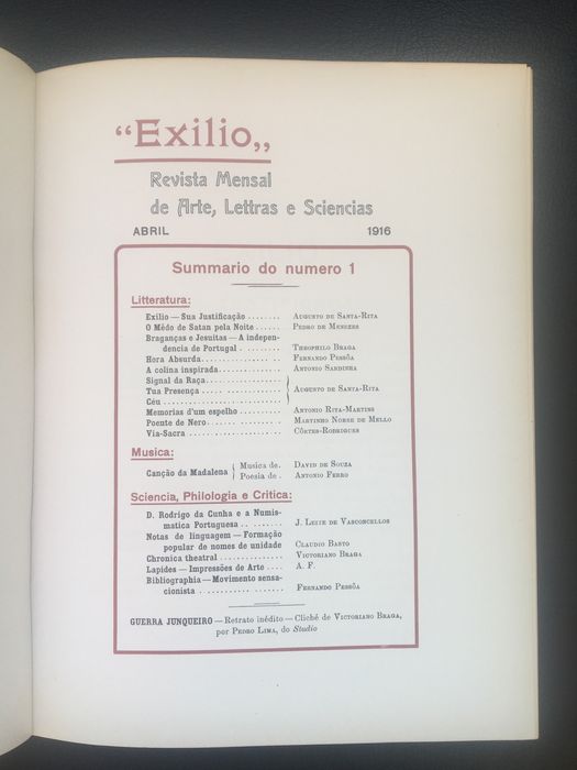 Exílio. Revista mensal. Artes, letras e sciencias