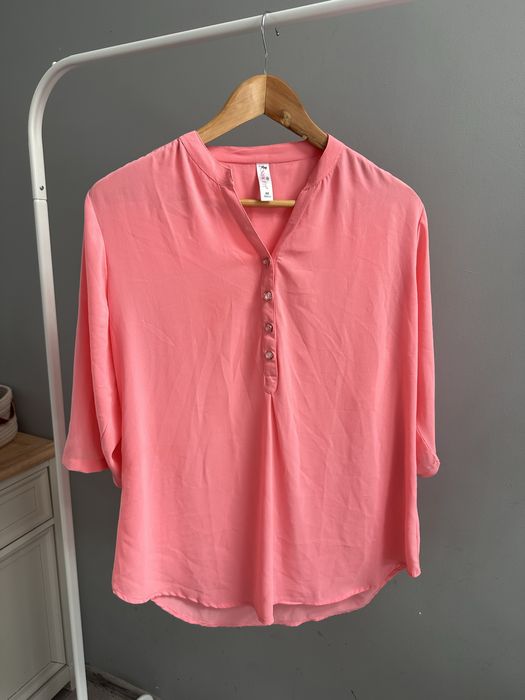 Neonowa koralowa różowa bluzka new fit 44 xxl zwiewna do biura