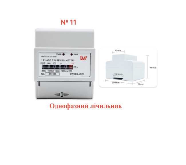 Однофазний/трьохфазний лічильник (ватметр, амперметр, ваттметр счетчик