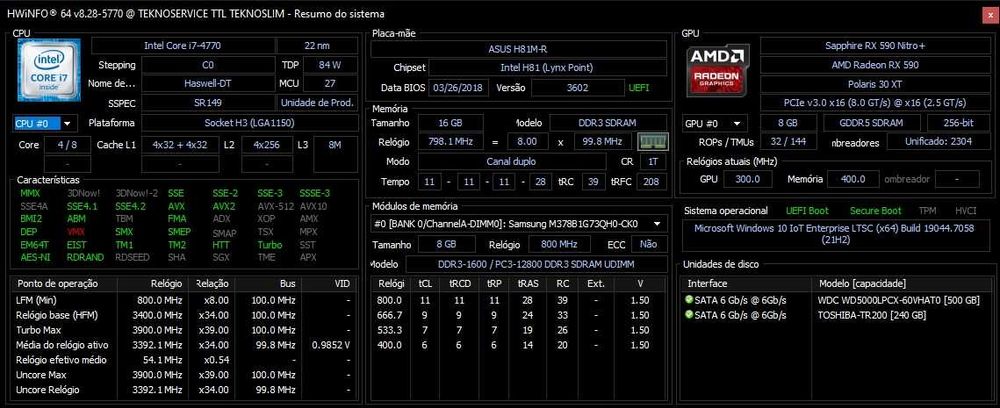 PC Gamer i7 4770 3.9Ghz | 16Gb DDR3 | RX 590 8GB | SSD+HDD | ARGB
