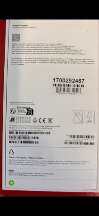 Iphone 17 Pro Max Laranja  256Gb Selado