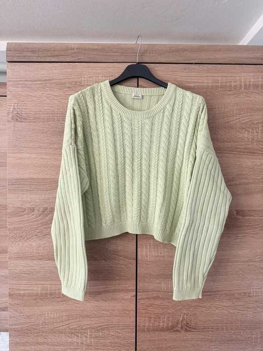 Sweter krótki sweterek miętowy Pimkie crop S