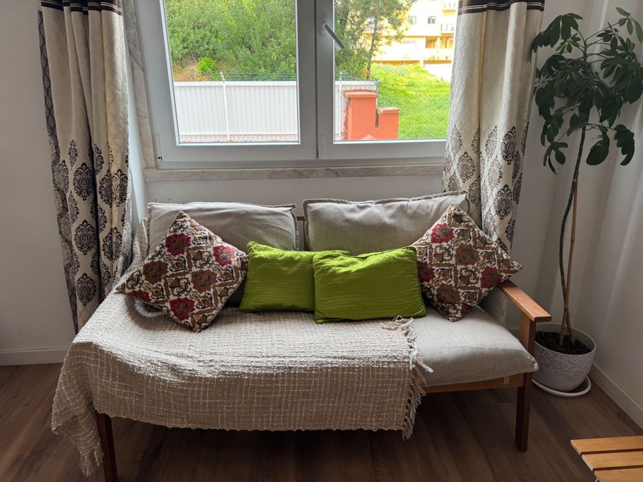 Sofá de Teca  - 5 lugares com mesa | Ótimo Estado | Interior/Jardim