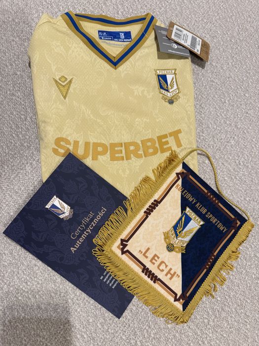 Limitowana kolekcjonerska koszulka Lech Poznań złota dziecieca r L