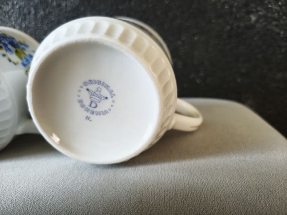Komplet 2 kubków Original Bohemia | Porcelana retro niezapominajki