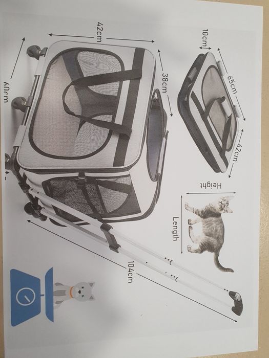Transportadora p/animais com pega telescópica ,cinzento-FASRIOU