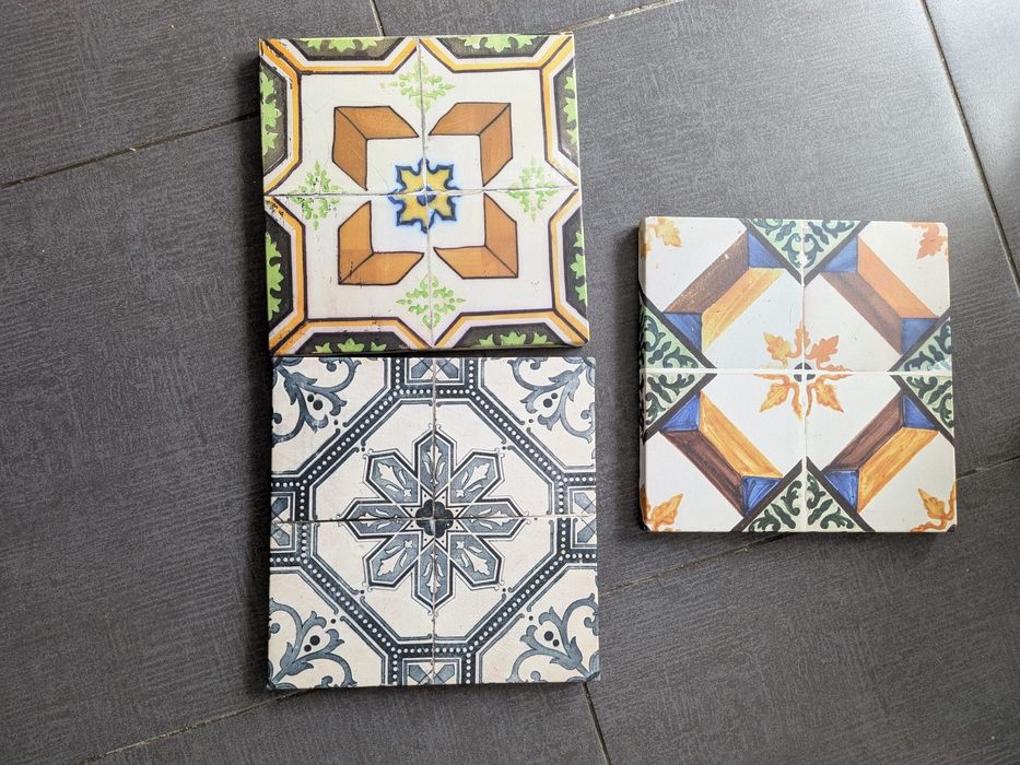Conjunto de três telas, estilo painéis de azulejo vintage