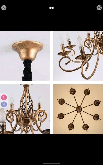 Lustres rústicos, 8 luzes de vela, lustre country francês, luminária