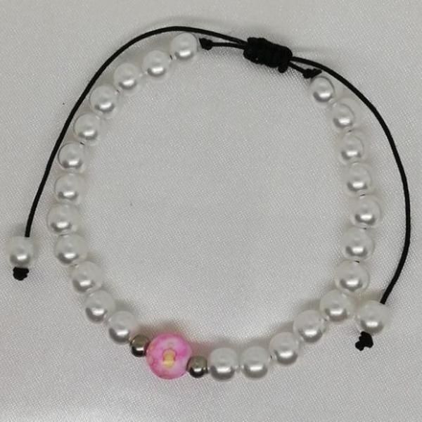 Pulseira de Pérola Rosa Branca - Ref.:pfaprb36