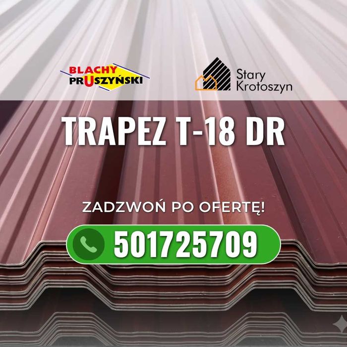 Blacha trapezowa T-18DR brązowy połysk [2.00 mb, 3.50 mb.] OD RĘKI