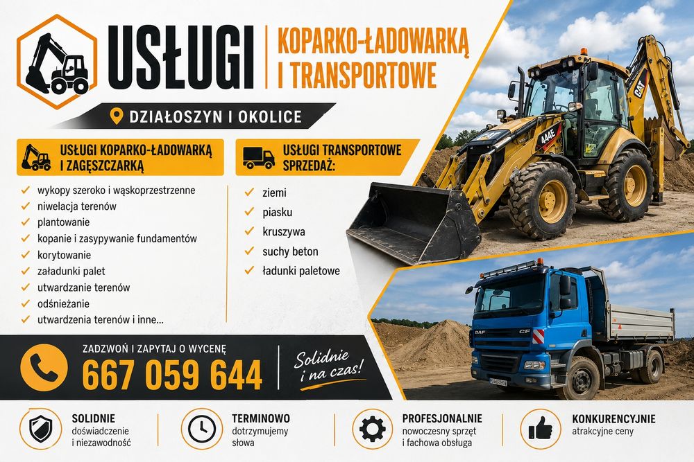 Usługi koparko-ładowarką/Usługi wywrotką