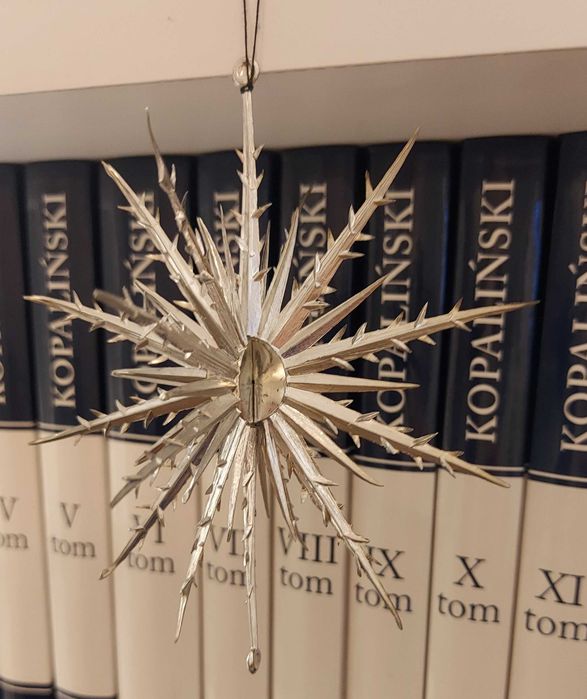 Srebrne gwiazdki ozdoba stołu, choinka, PRL, lata 70