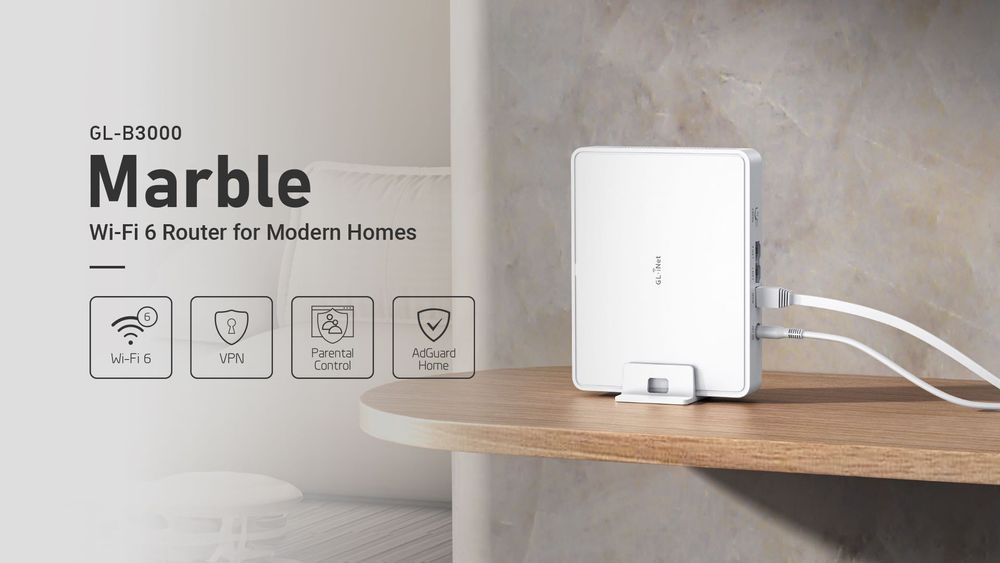 Роутер Gl.iNet Marble GL-B3000, AX3000 128/512 DDR3L OpenWRT, AdGuard
