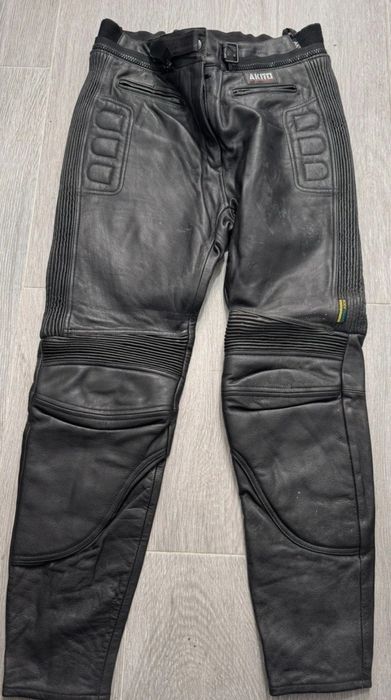 Calças em pele genuína para motard