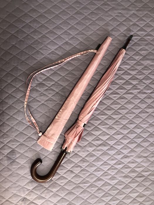 Прочный розовый большой перламутровый зонт трость парасолька